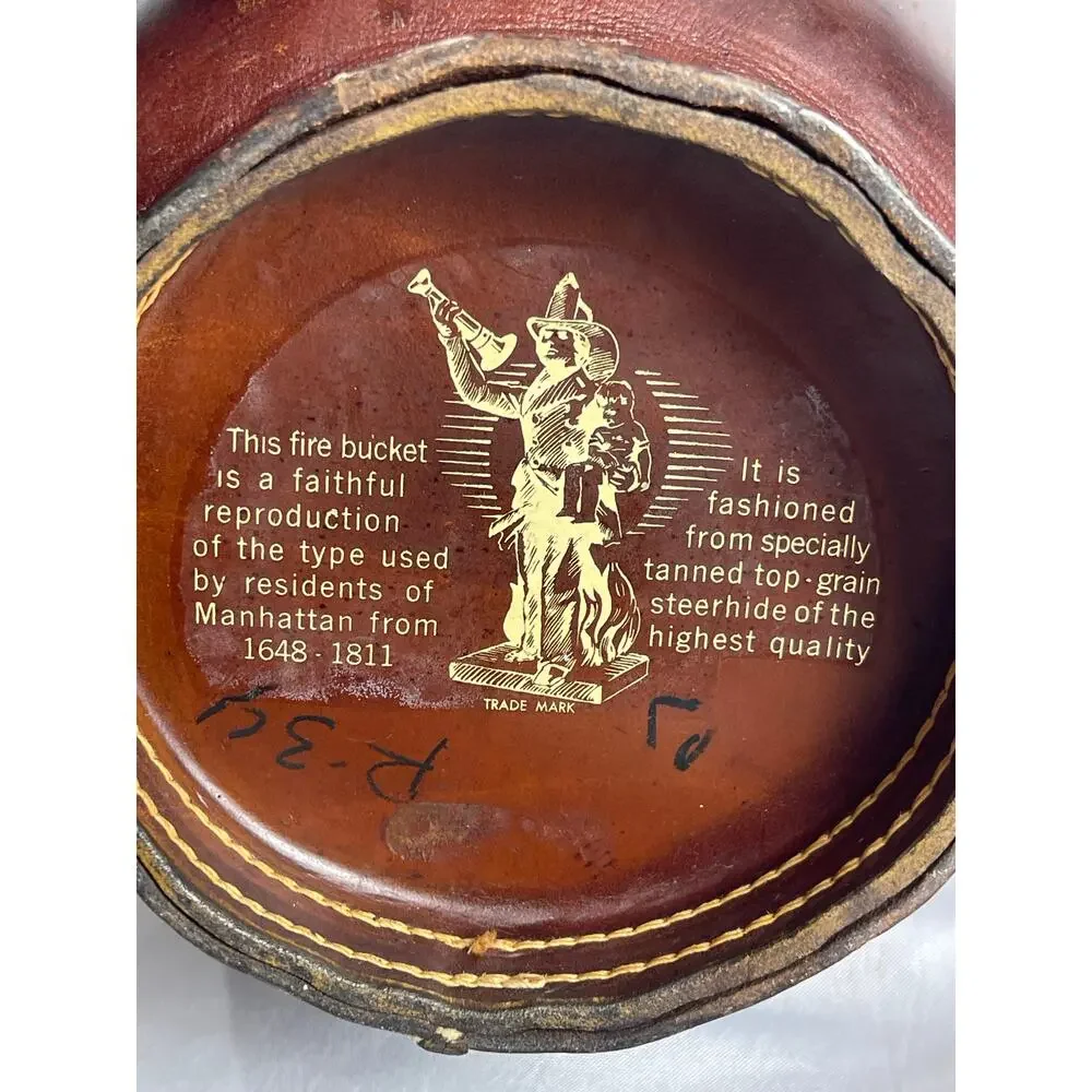 Vintage Loyal Papeete Leather Ice Bucket Reproduction of Fire Bucket 18